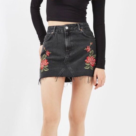 topshop moto denim skirt